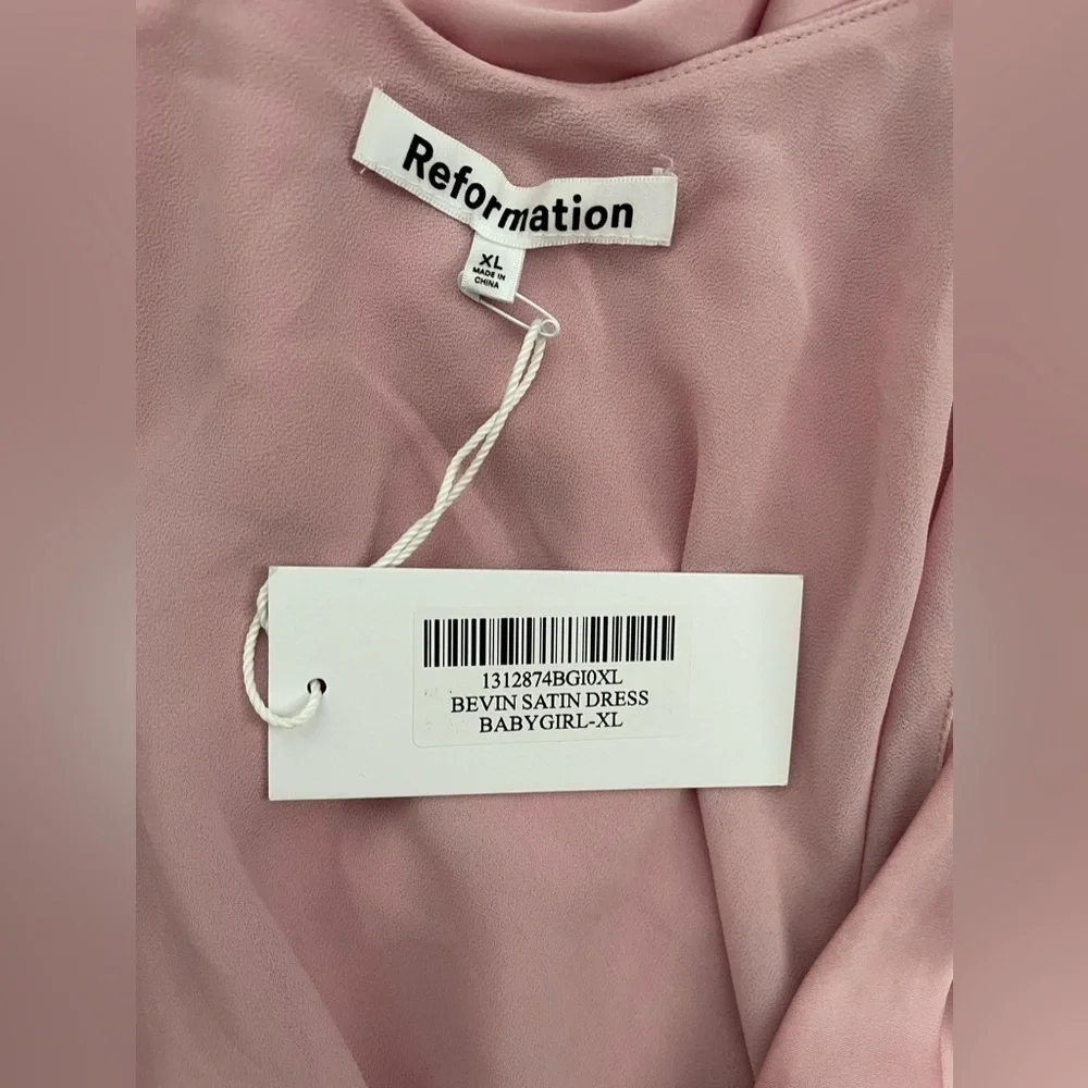 Reformation Bevin Satin Dress in Babygirl NWT